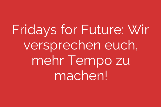 Fridays for Future: Wir versprechen euch, mehr Tempo zu machen!